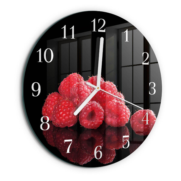 Glas wanduhr Himbeeren