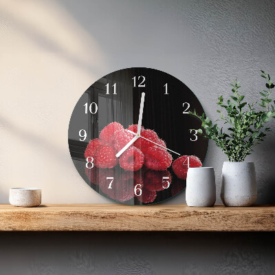 Glas wanduhr Himbeeren