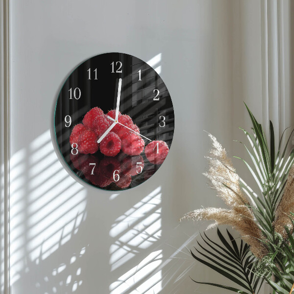Glas wanduhr Himbeeren