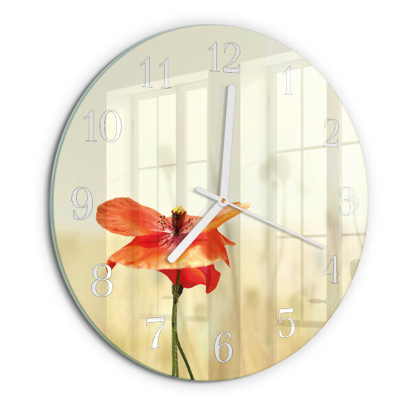 Glas wanduhr Mohn