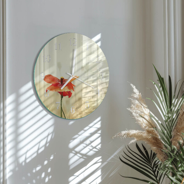 Glas wanduhr Mohn