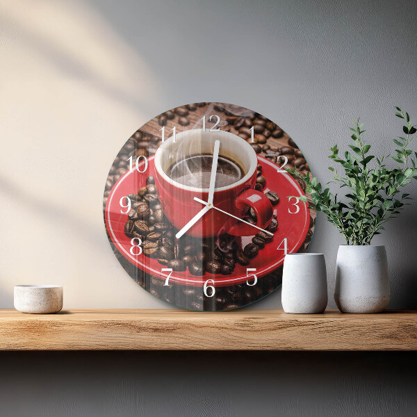 Glas wanduhr Tasse Kaffee
