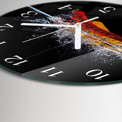 Glas wanduhr Chilischoten