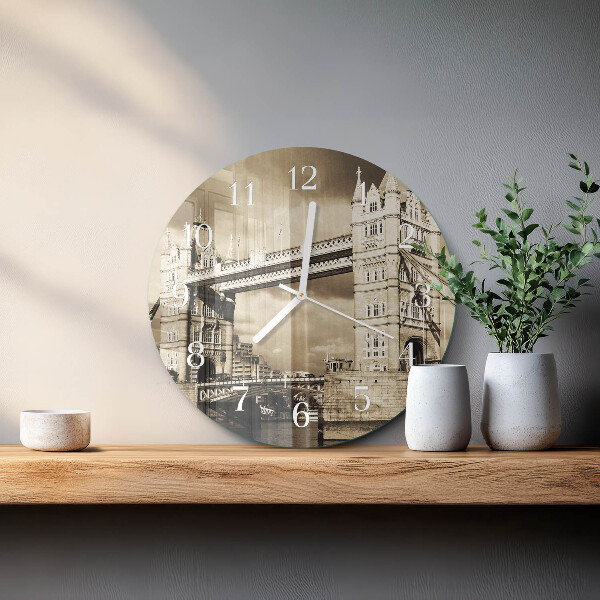 Glas wanduhr London Bridge Sepia