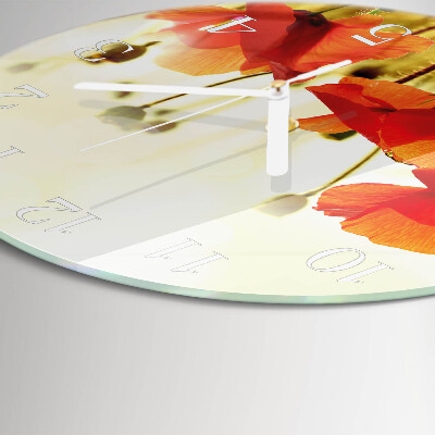 Glas wanduhr Mohnblumen