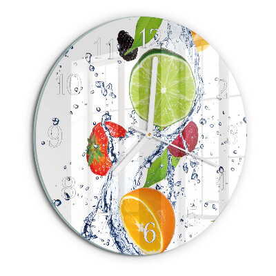 Glas wanduhr Früchte Zitrone
