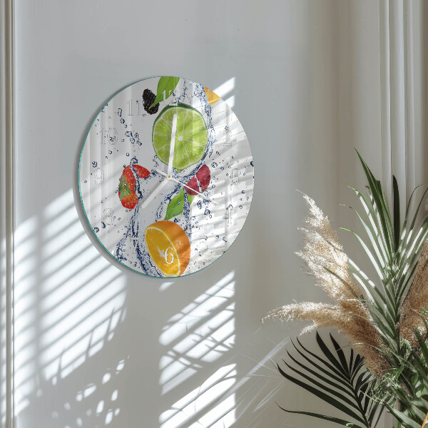 Glas wanduhr Früchte Zitrone