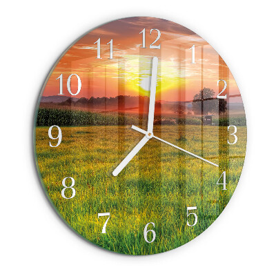 Glas wanduhr Landschaftswiese