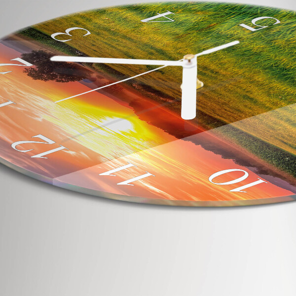 Glas wanduhr Landschaftswiese