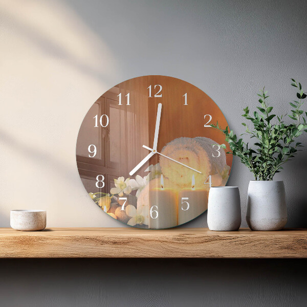 Glas wanduhr Spa-Kerzen