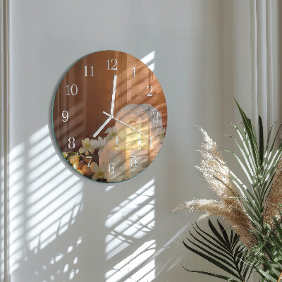 Glas wanduhr Spa-Kerzen