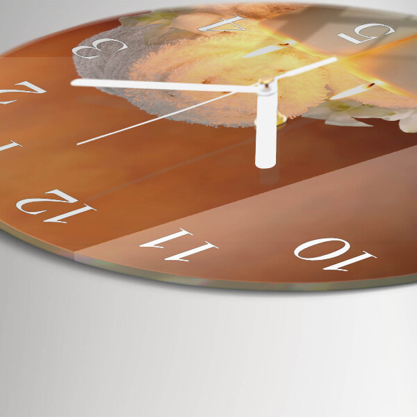 Glas wanduhr Spa-Kerzen