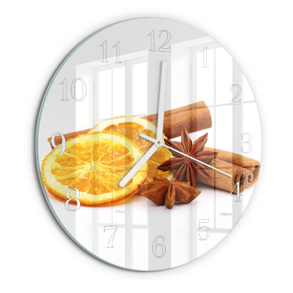 Glas wanduhr Vanille mit Zitrone