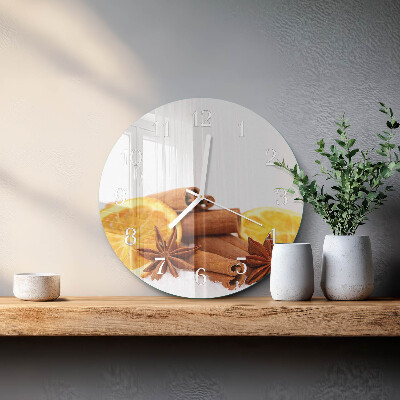 Glas wanduhr Vanille mit Zitrone