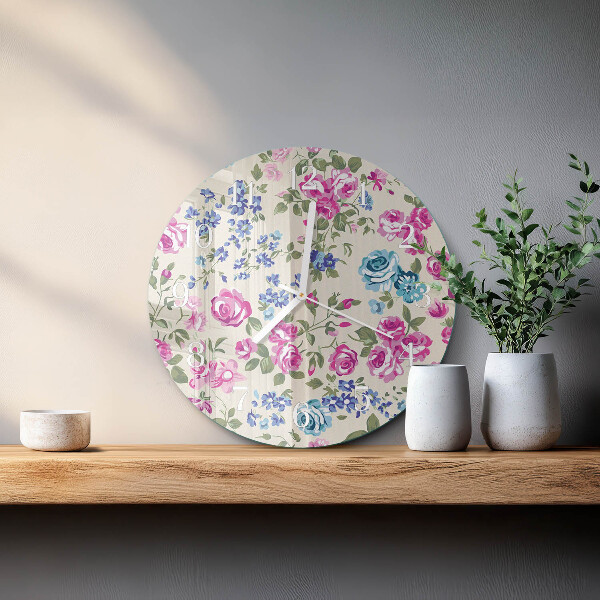 Glas wanduhr Rosen