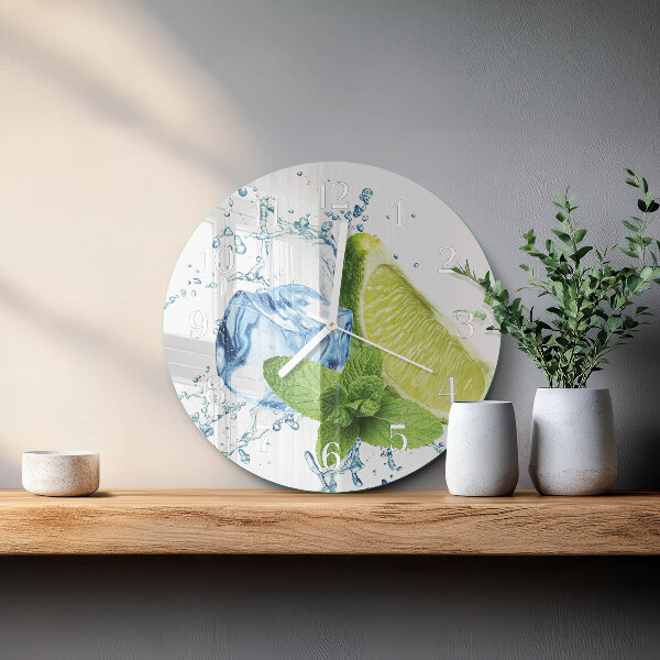 Glas wanduhr Limette und Minze