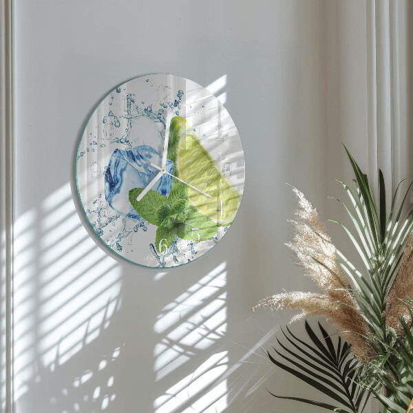 Glas wanduhr Limette und Minze