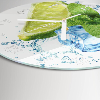 Glas wanduhr Limette und Minze