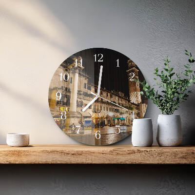 Glas wanduhr Abend in der Stadt