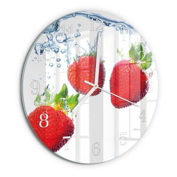 Glas wanduhr Erdbeeren
