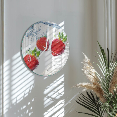 Glas wanduhr Erdbeeren