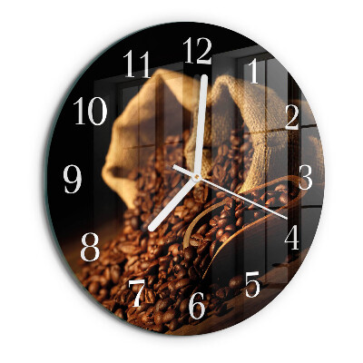 Glas wanduhr Kaffeebohnen