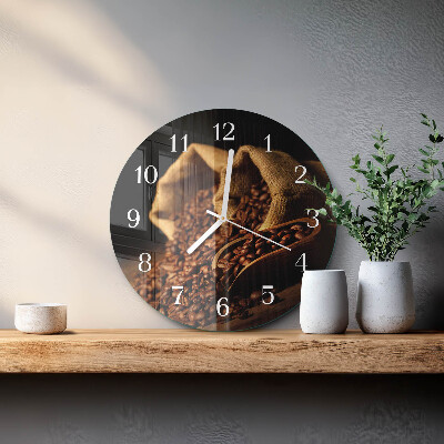 Glas wanduhr Kaffeebohnen