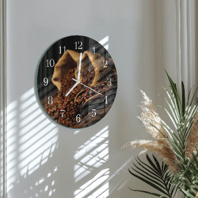 Glas wanduhr Kaffeebohnen