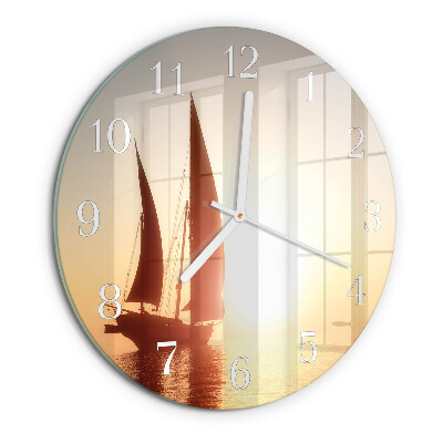 Glas wanduhr Segelboot