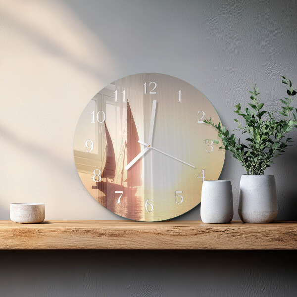 Glas wanduhr Segelboot