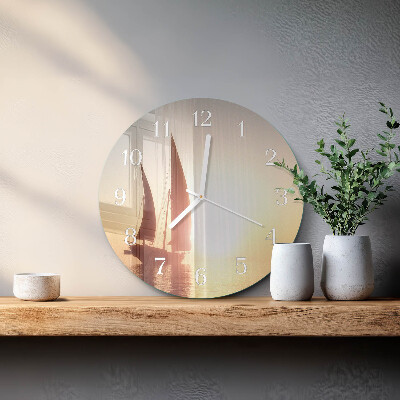 Glas wanduhr Segelboot