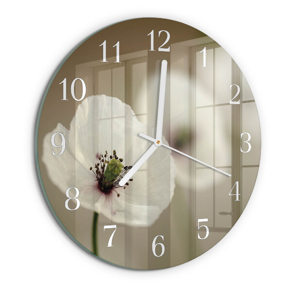 Glas wanduhr Mohn
