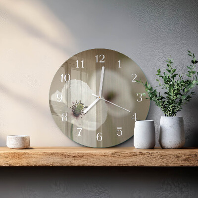 Glas wanduhr Mohn