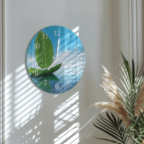 Glas wanduhr Blätter