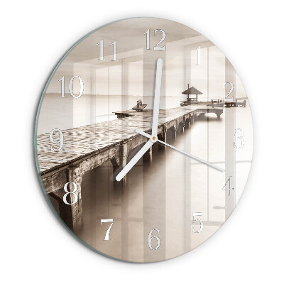 Glas wanduhr Holzbrücke