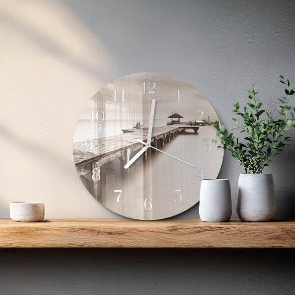 Glas wanduhr Holzbrücke
