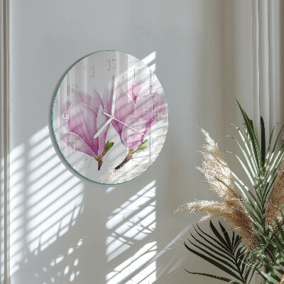 Glas wanduhr Magnolie