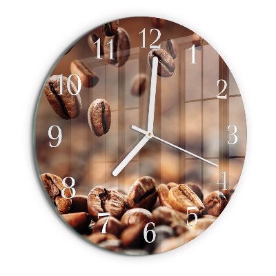Glas wanduhr Kaffeebohnen