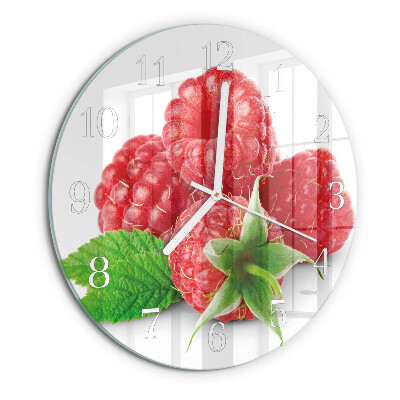 Glas wanduhr Himbeeren