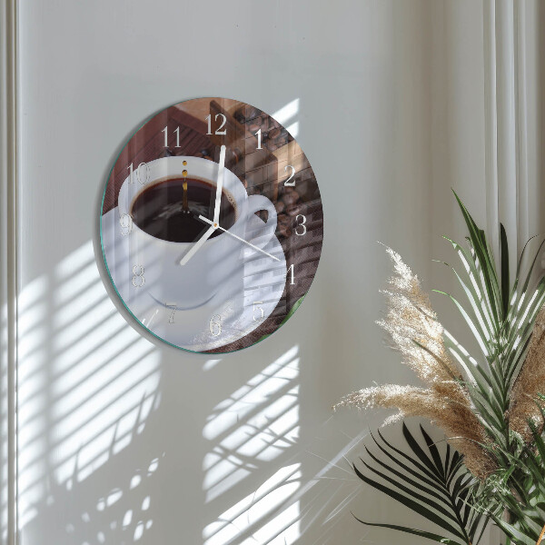 Glas wanduhr Kaffee