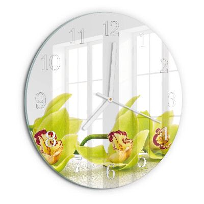 Glas wanduhr Orchidee