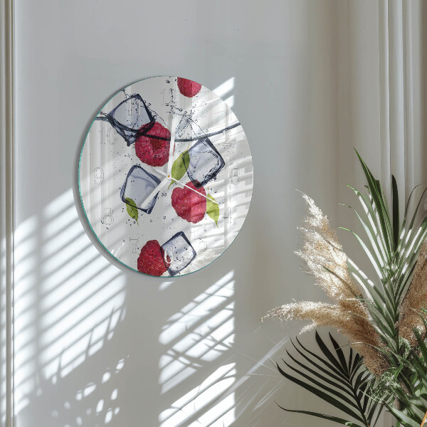 Glas wanduhr Himbeeren