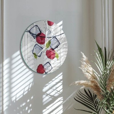 Glas wanduhr Himbeeren