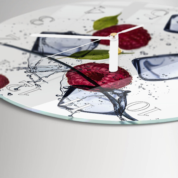 Glas wanduhr Himbeeren