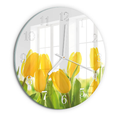 Glas wanduhr Tulpen
