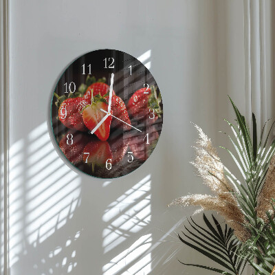Glas wanduhr Erdbeeren