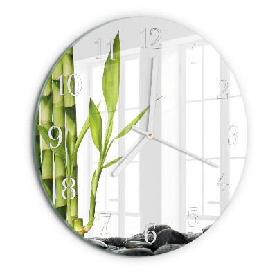 Glas wanduhr Bambus
