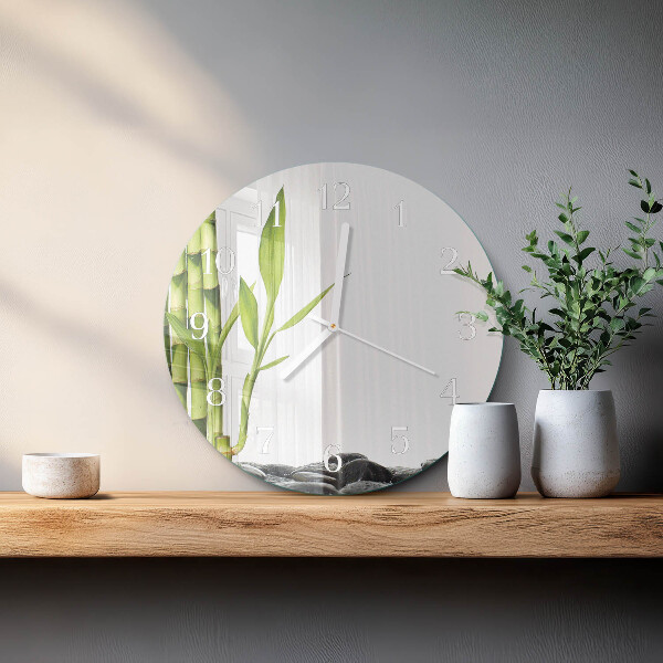 Glas wanduhr Bambus