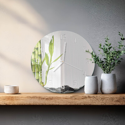 Glas wanduhr Bambus