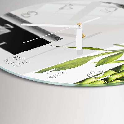 Glas wanduhr Bambus